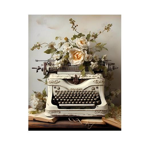 New Release, 11x14 Ivory Typewriter Wall Art Canvas Print