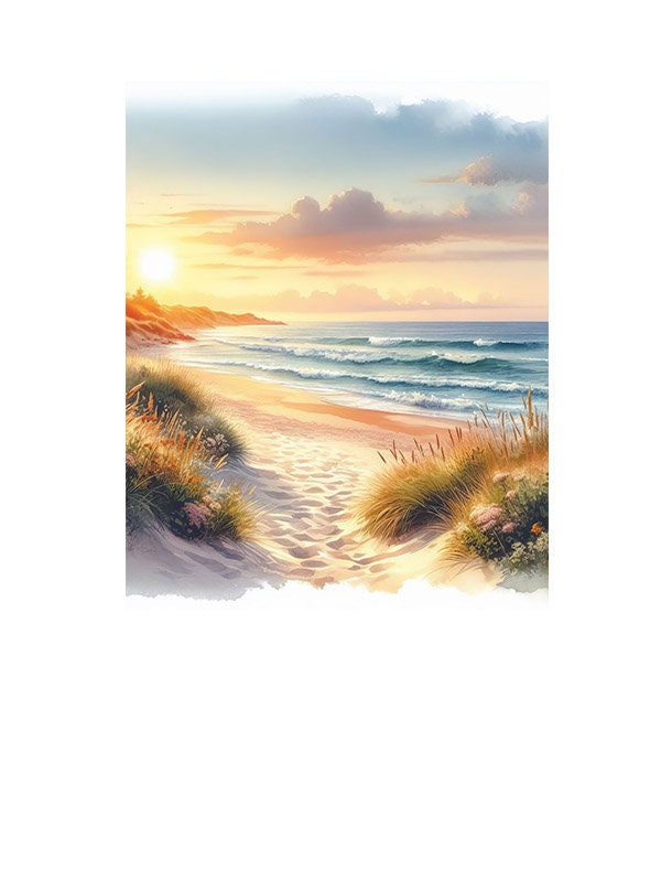 16x20 Sunrise Beach Dunes Coastal Wall Art Canvas Print