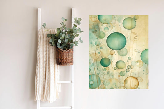 16x20 Green Bubbles Wall Art Canvas Print