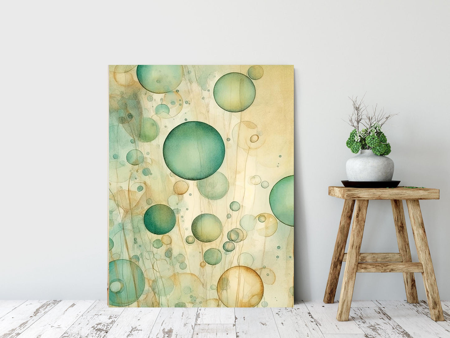 16x20 Green Bubbles Wall Art Canvas Print