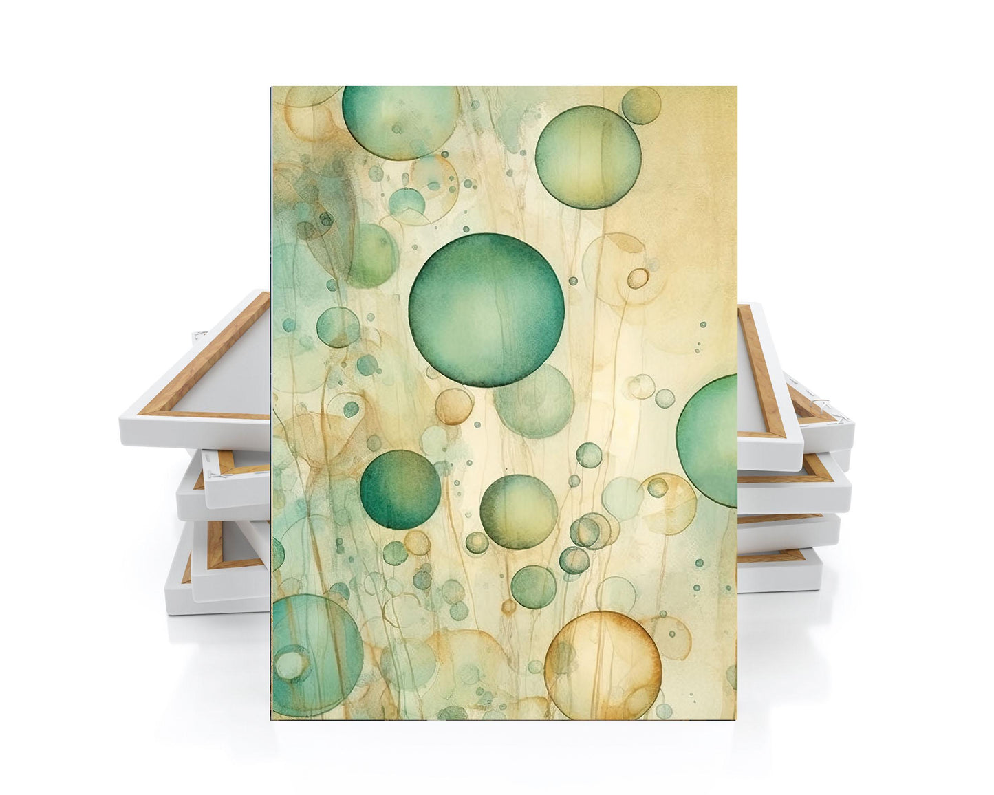 16x20 Green Bubbles Wall Art Canvas Print