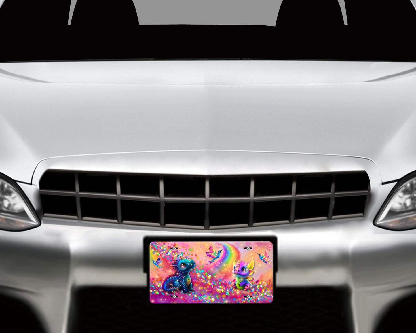 New Release Vanity Front License Plate, Rainbow Dragons Aluminum License Plate Car Accessory Front Plate