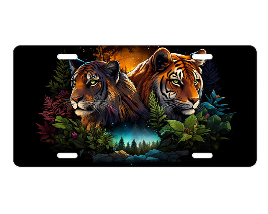 New Release Tiger Pair Vanity Front License Plate, Aluminum License Plate Car Accessory Decorative Front Plate