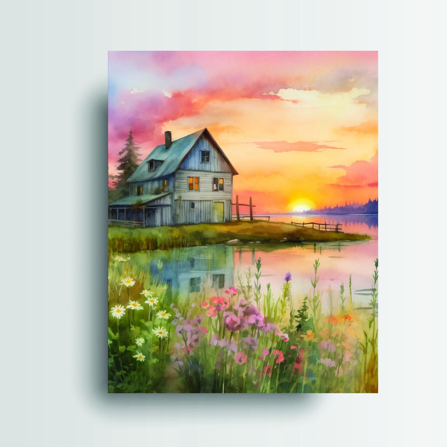 New Release, 11x14 Sunset Farm Wall Art Canvas Print