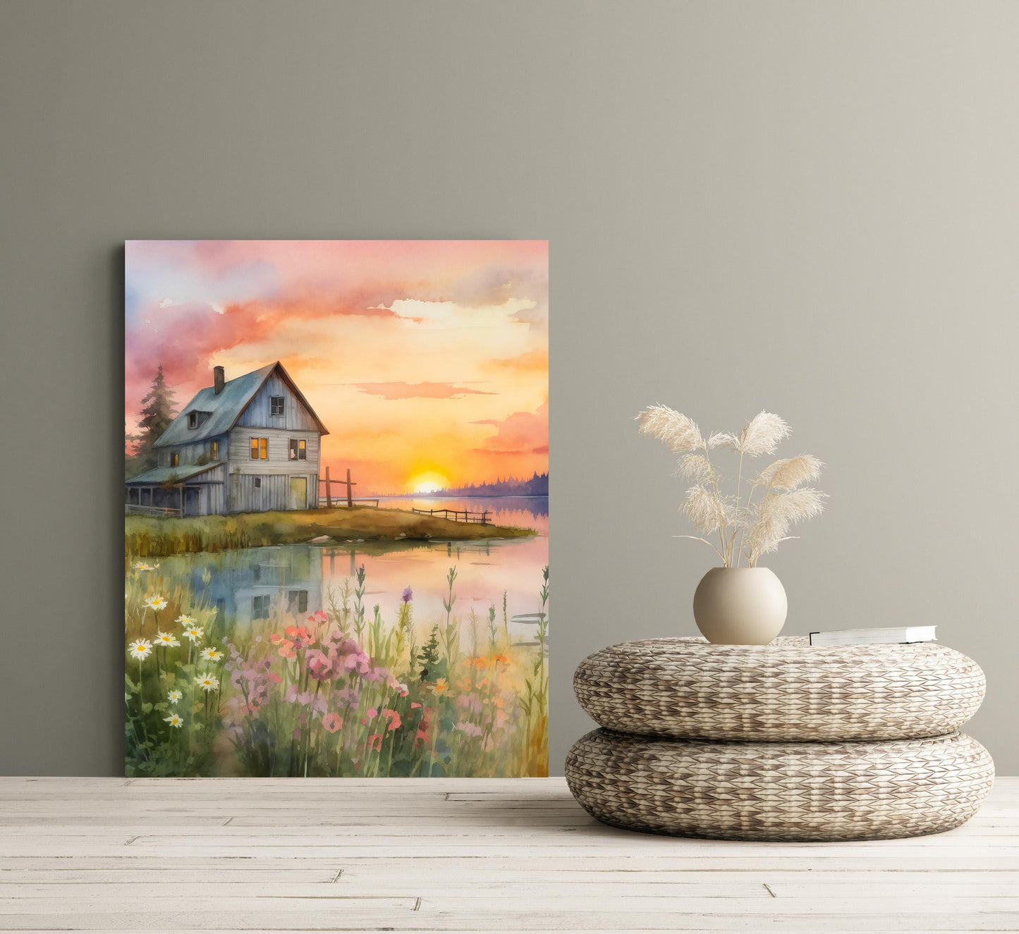 New Release, 11x14 Sunset Farm Wall Art Canvas Print