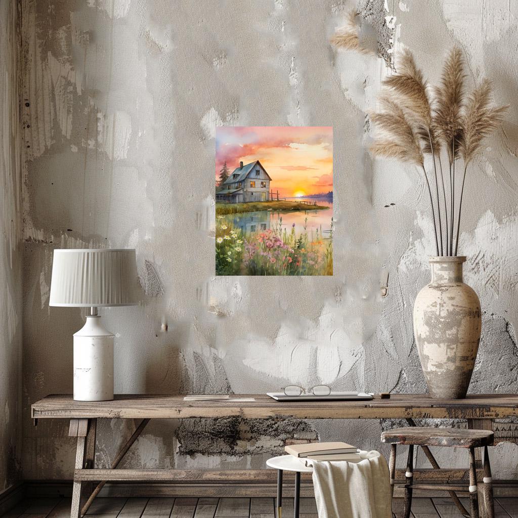 New Release, 11x14 Sunset Farm Wall Art Canvas Print