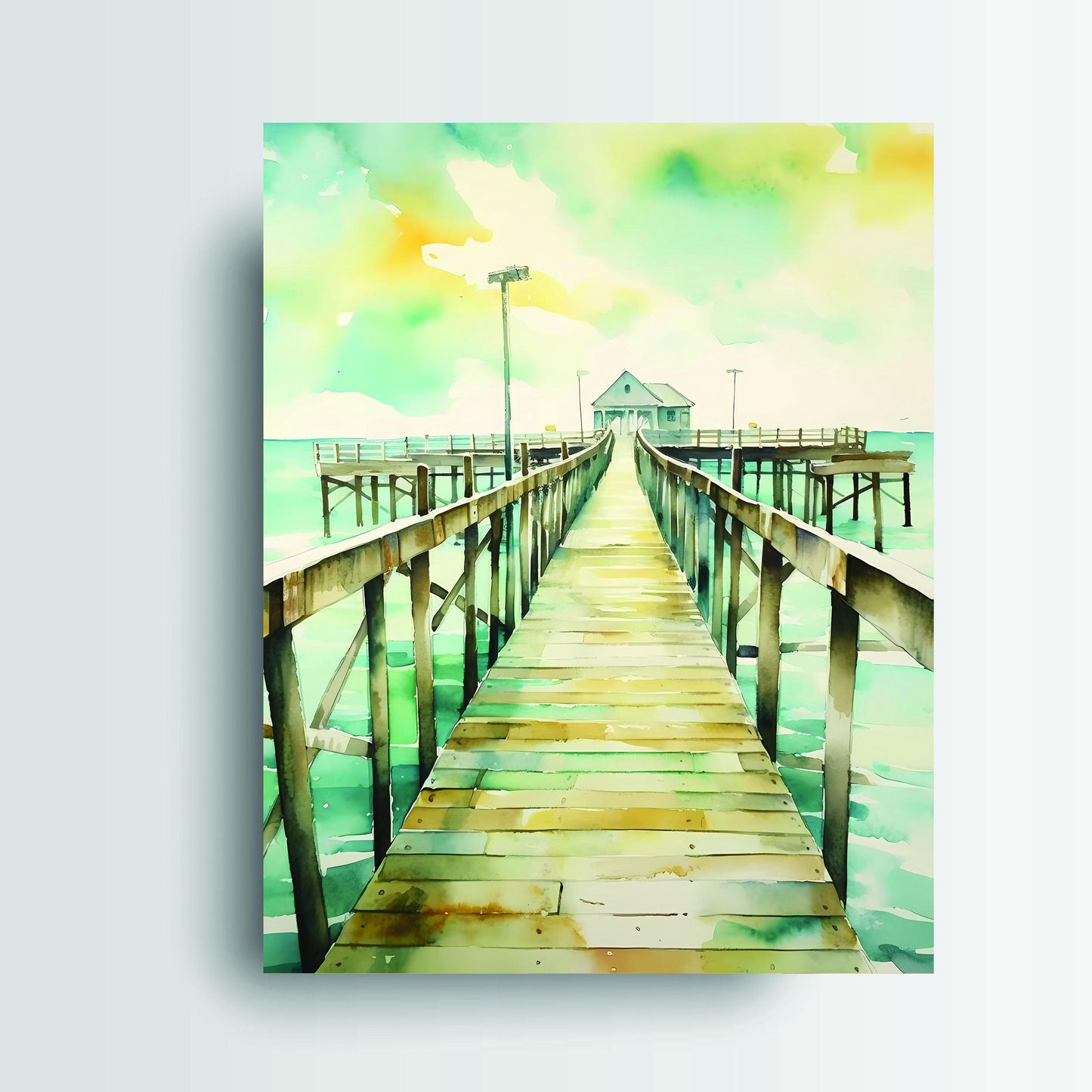 New Release, 11x14 The Pier, Beach Coastal Canvas Wall Art