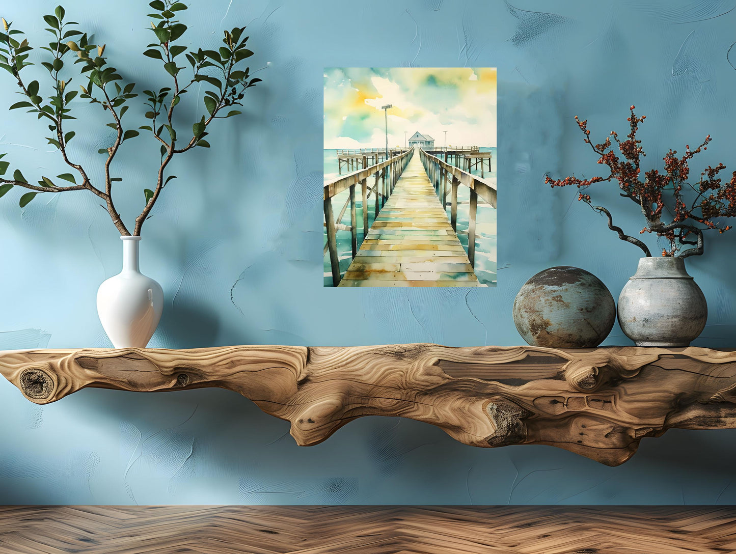 New Release, 11x14 The Pier, Beach Coastal Canvas Wall Art