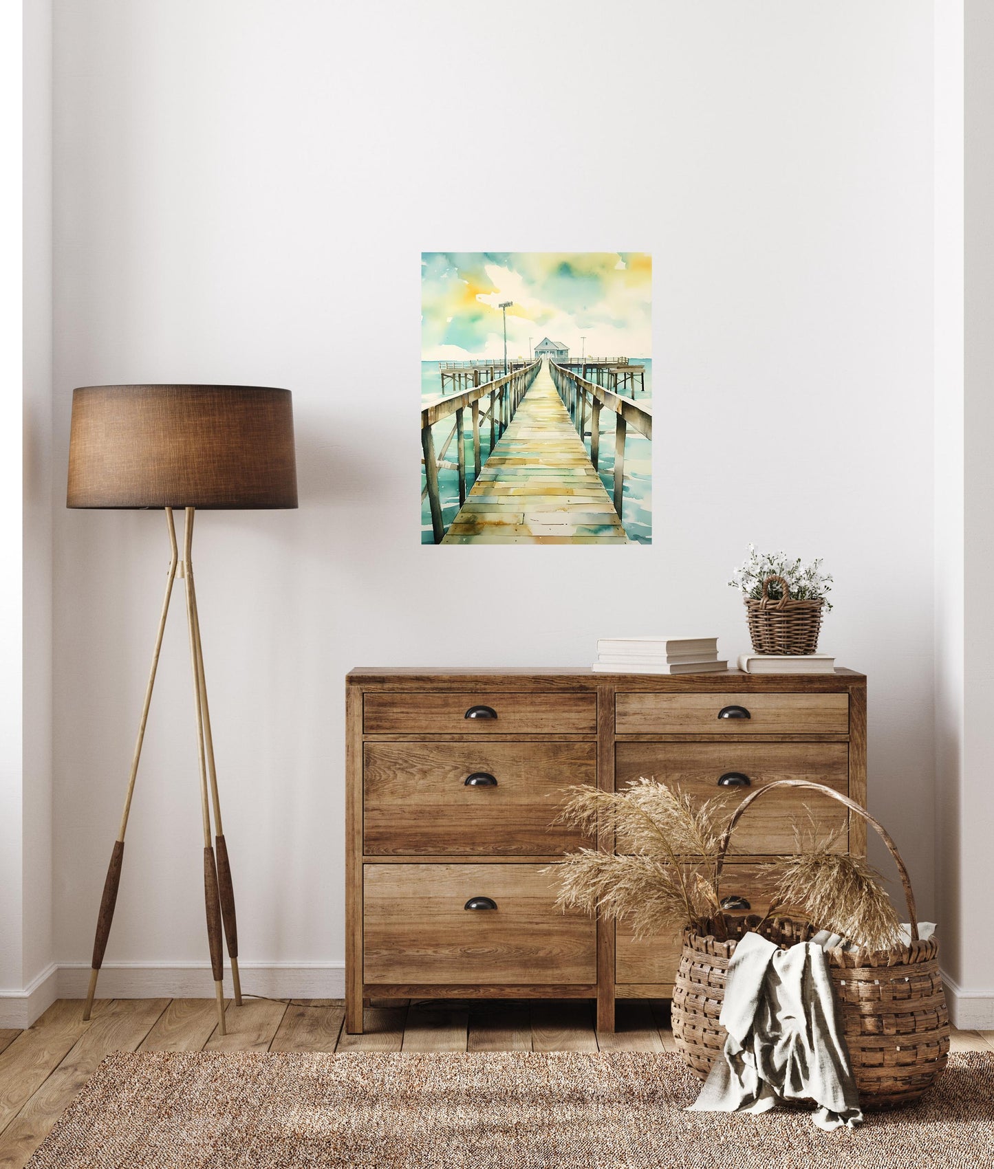 New Release, 11x14 The Pier, Beach Coastal Canvas Wall Art