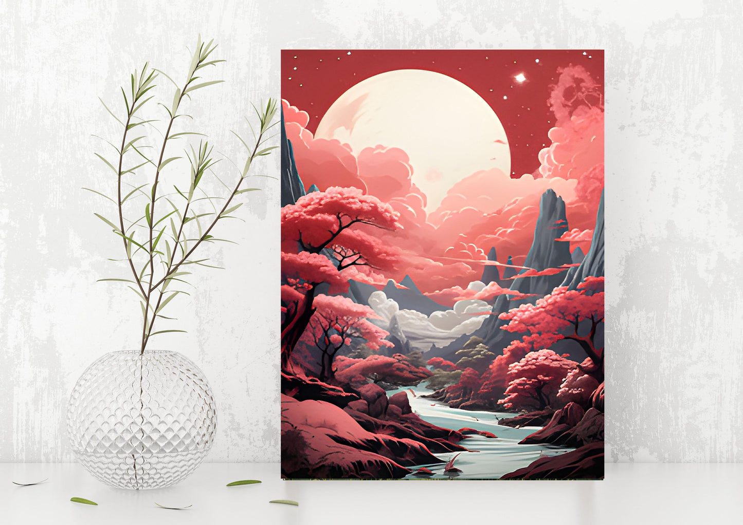 11x14 Red Landscape Wall Art Canvas Print