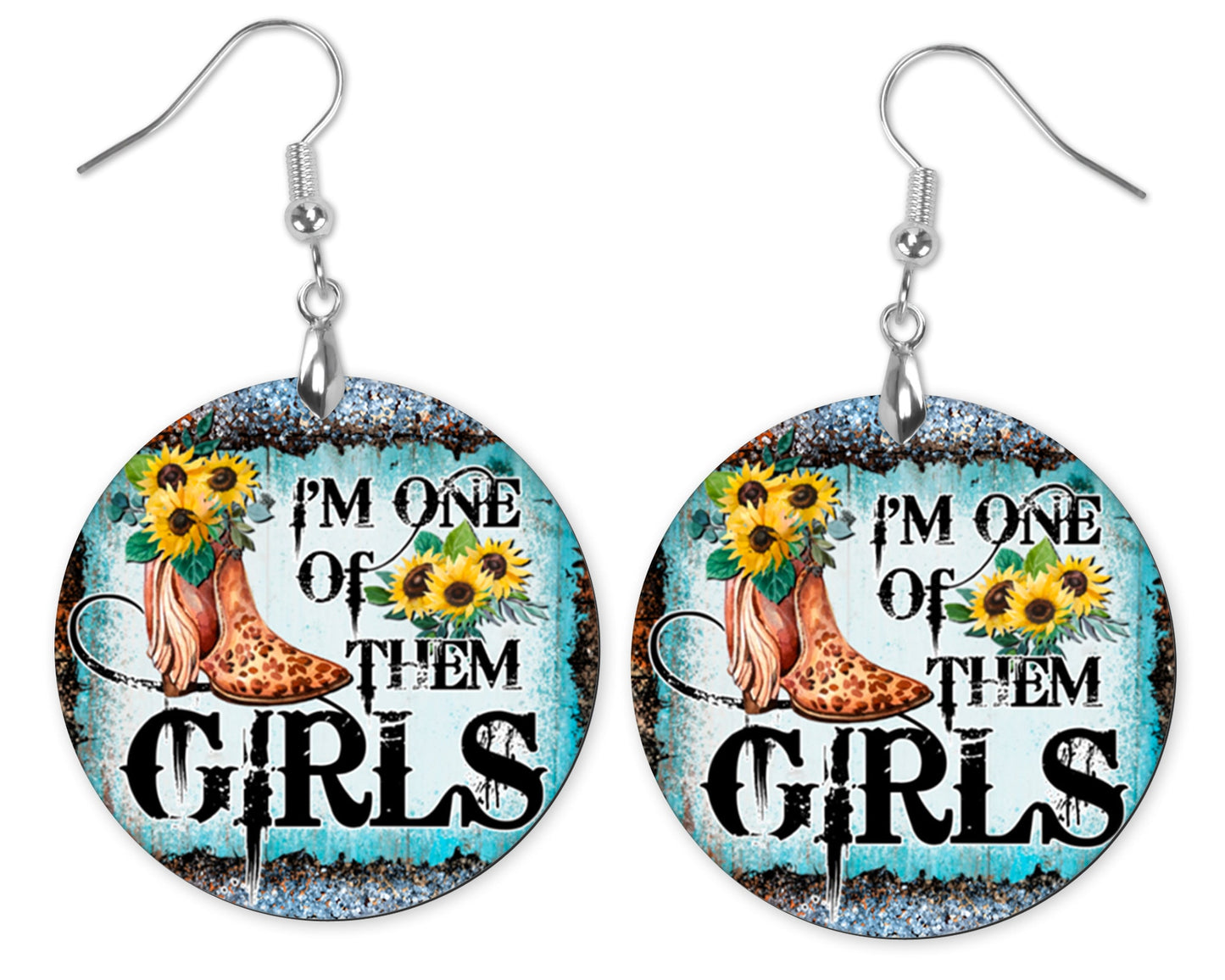 I'm One of Them Girls Round Wood Dangle Earrings Hypoallergenic Jewelry