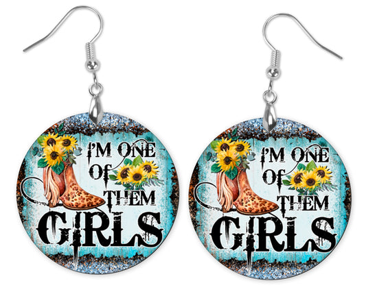 I'm One of Them Girls Round Wood Dangle Earrings Hypoallergenic Jewelry