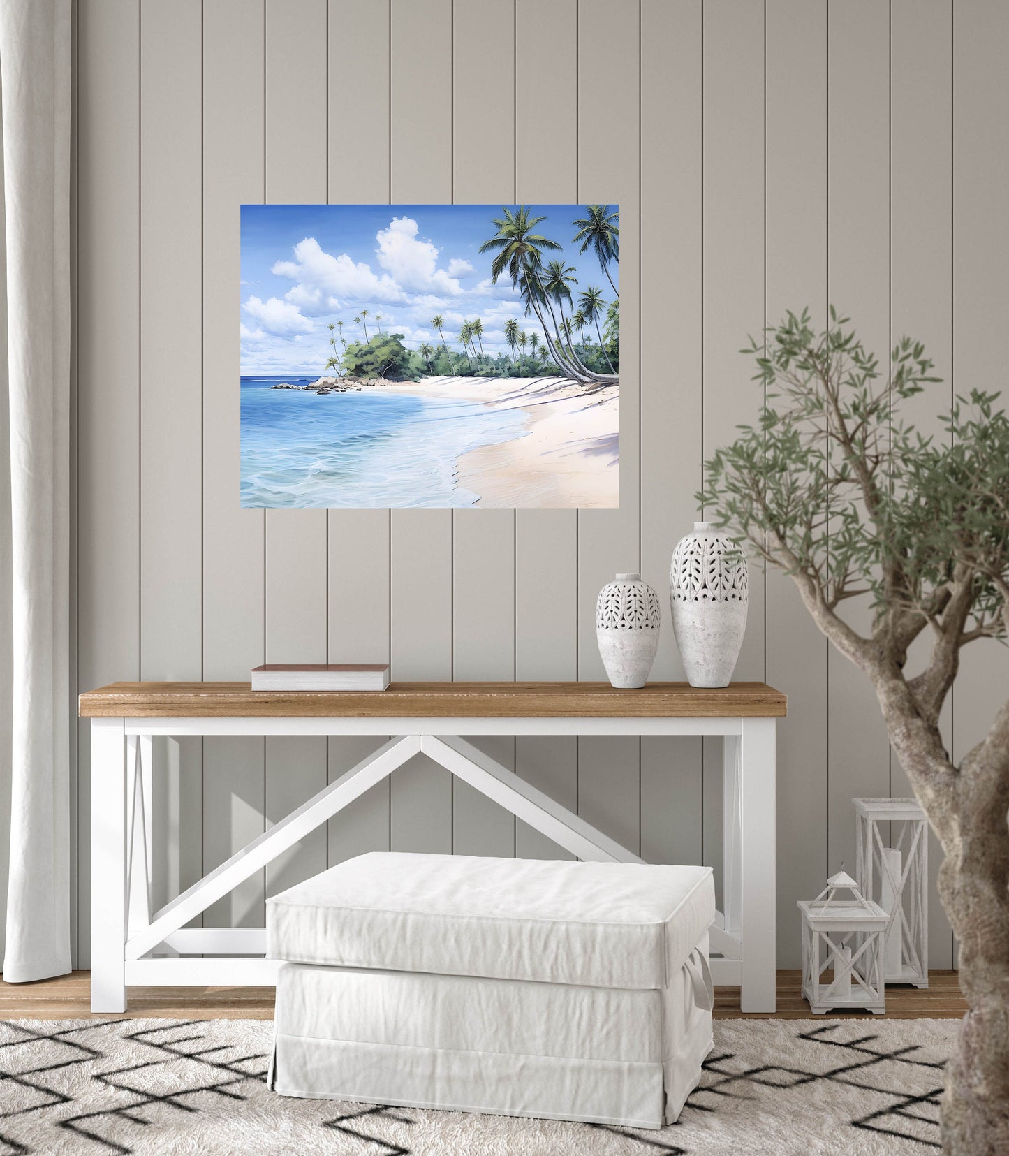 New Release, 20x16 White Sand Beach Wall Art Canvas Print