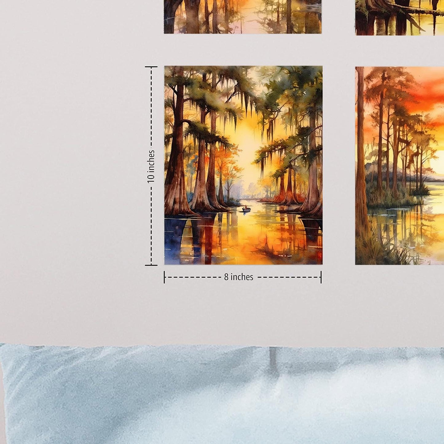 Set of 4  8x10 Bayou Country Wall Art Canvas Print, Contemporary Wall Art