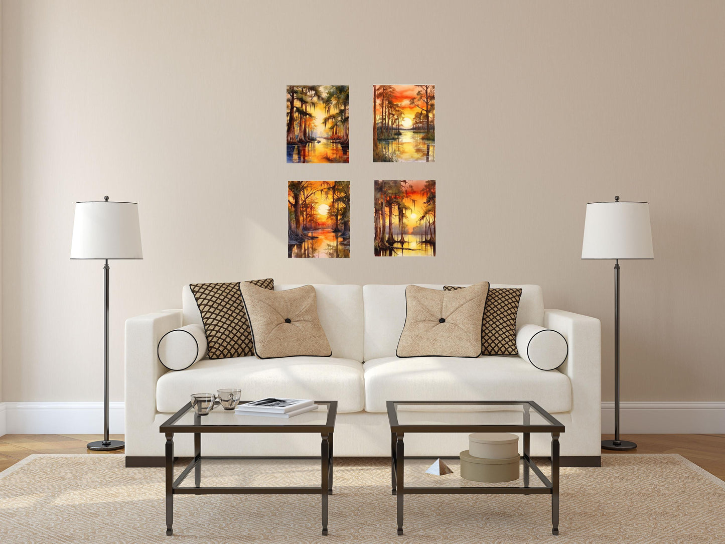 Set of 4  8x10 Bayou Country Wall Art Canvas Print, Contemporary Wall Art