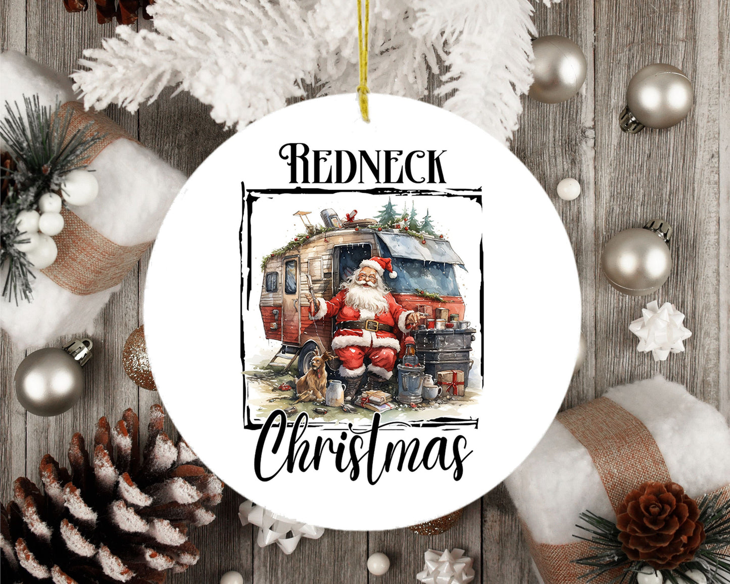 Redneck Christmas Ornament, Ceramic Christmas Ornament, Christmas Decorations