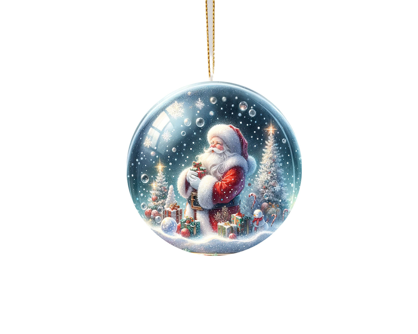 Santa in Snow Globe Christmas Ornament, Ceramic Christmas Ornament, Christmas Decorations