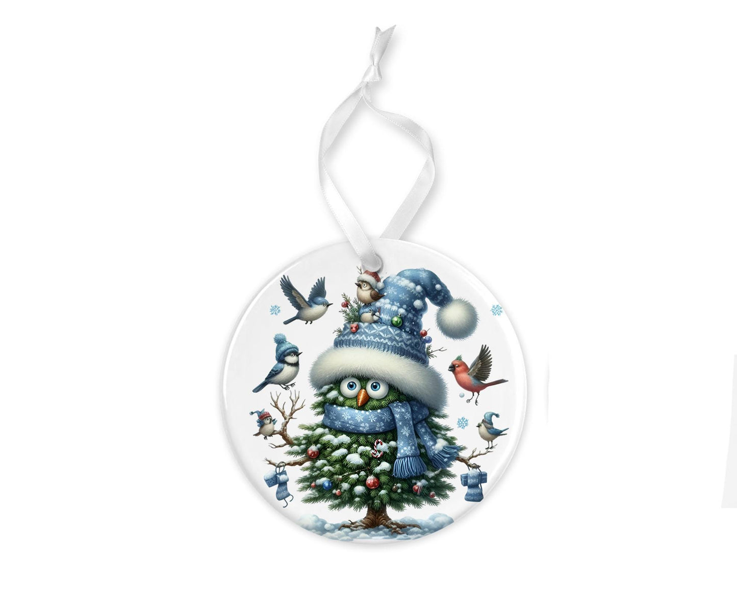 Christmas Bird Tree Christmas Ornament, Ceramic Christmas Ornament, Christmas Decorations