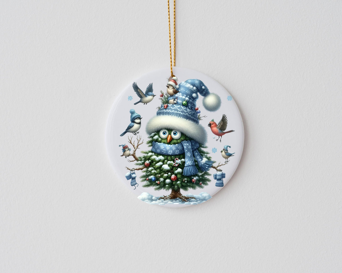 Christmas Bird Tree Christmas Ornament, Ceramic Christmas Ornament, Christmas Decorations