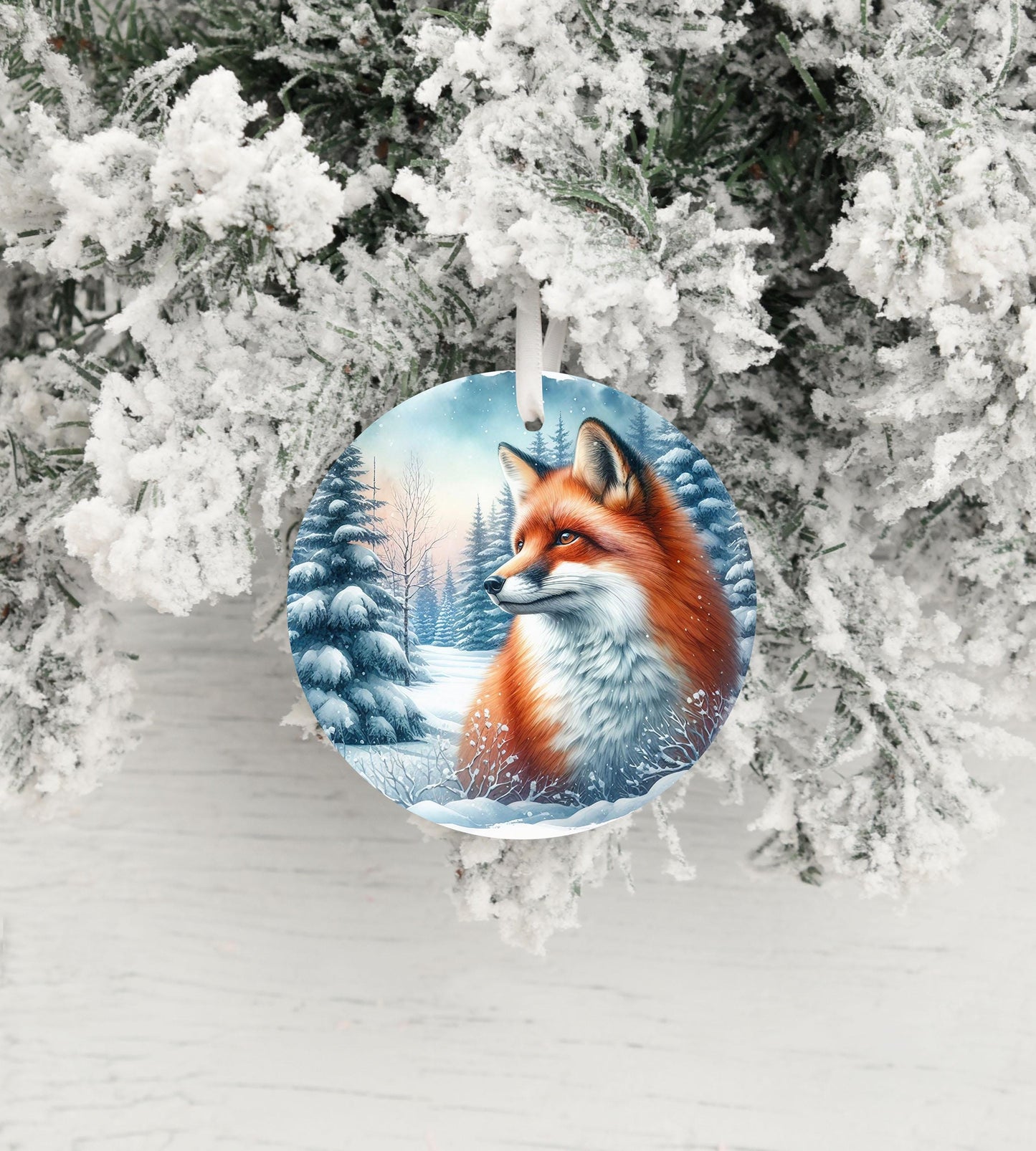 Woodland Fox Christmas Ornament, Ceramic Christmas Ornament, Christmas Decorations