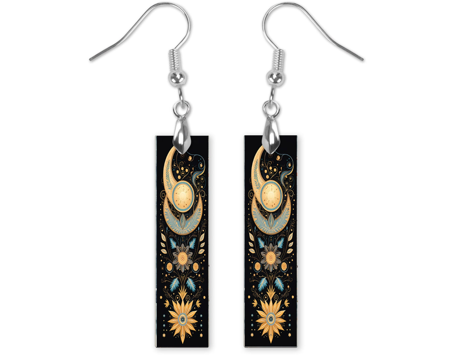 New Release Boho Ornament Printed Wood Dangle Earrings Hypoallergenic Jewelry Handmade