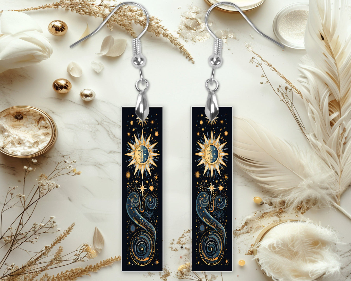 New Release Boho Sun Printed Wood Dangle Earrings Hypoallergenic Jewelry Handmade