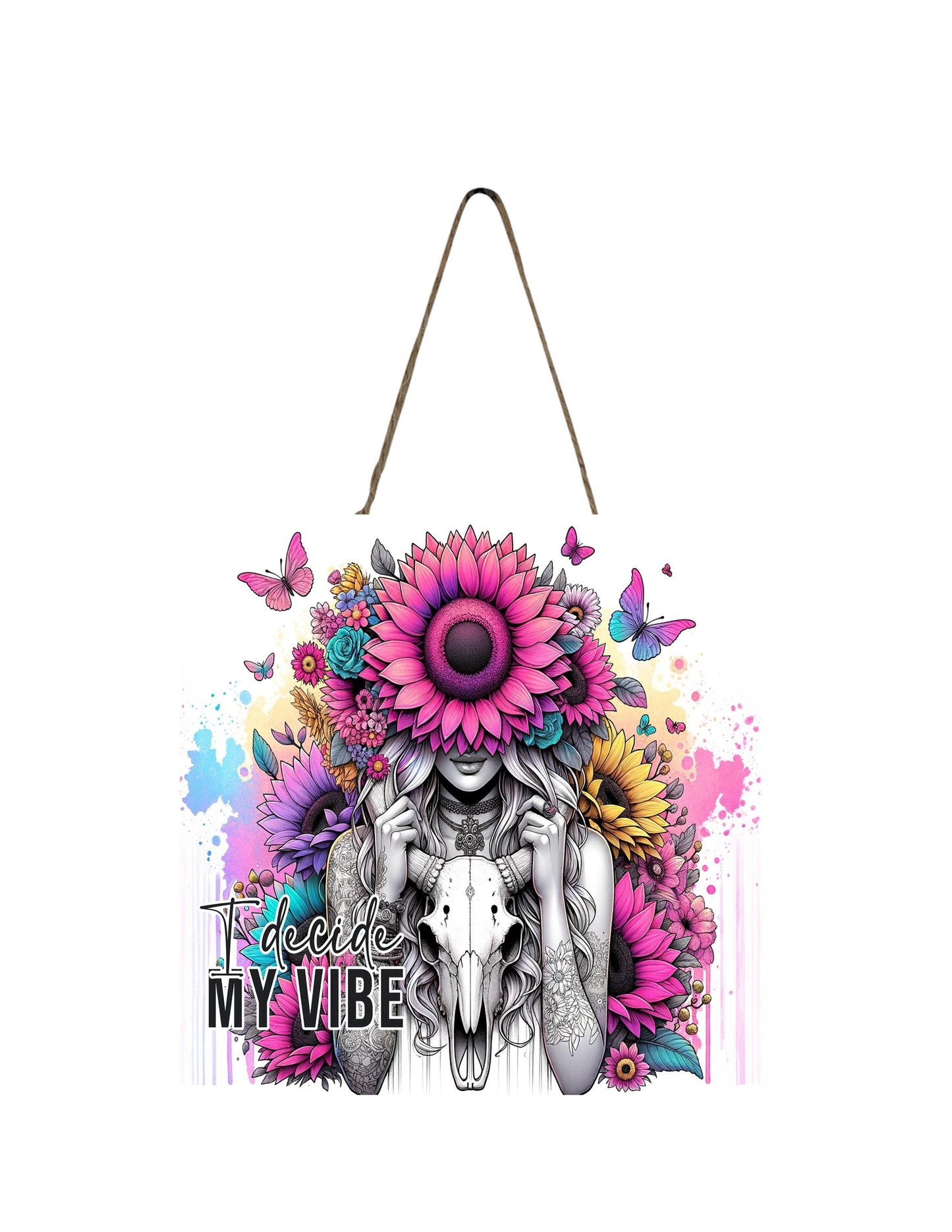 New Release, I Decide My Vibe Hanging Wall Mini Sign Wood Home Decor, Door Hanger, Wreath Sign