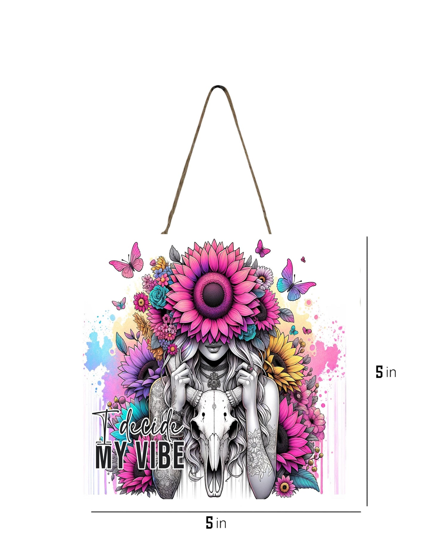 New Release, I Decide My Vibe Hanging Wall Mini Sign Wood Home Decor, Door Hanger, Wreath Sign