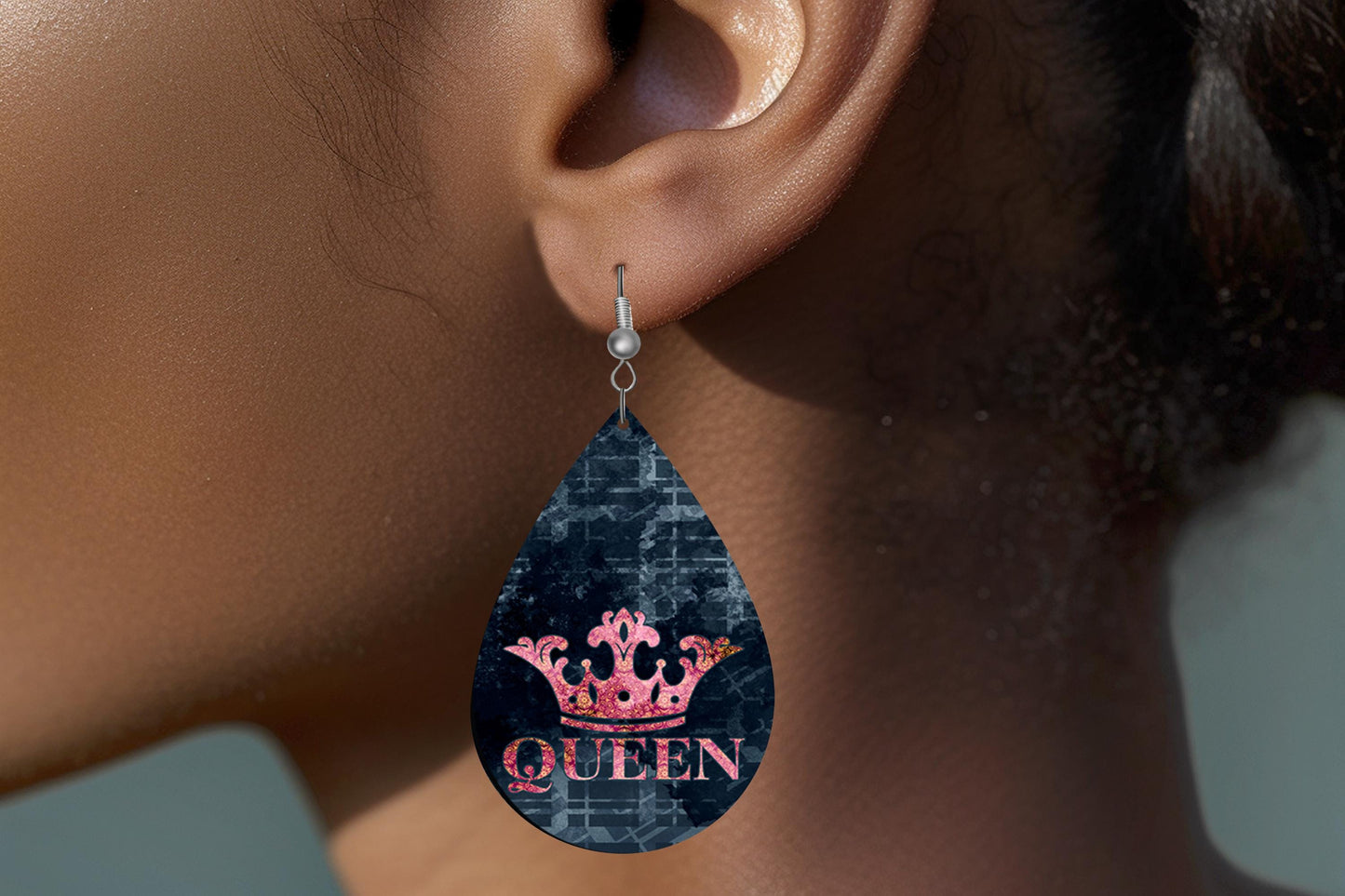 New Release Queen Crown Print Earrings Tear Drop Wood Dangle Earrings Hypoallergenic Jewelry