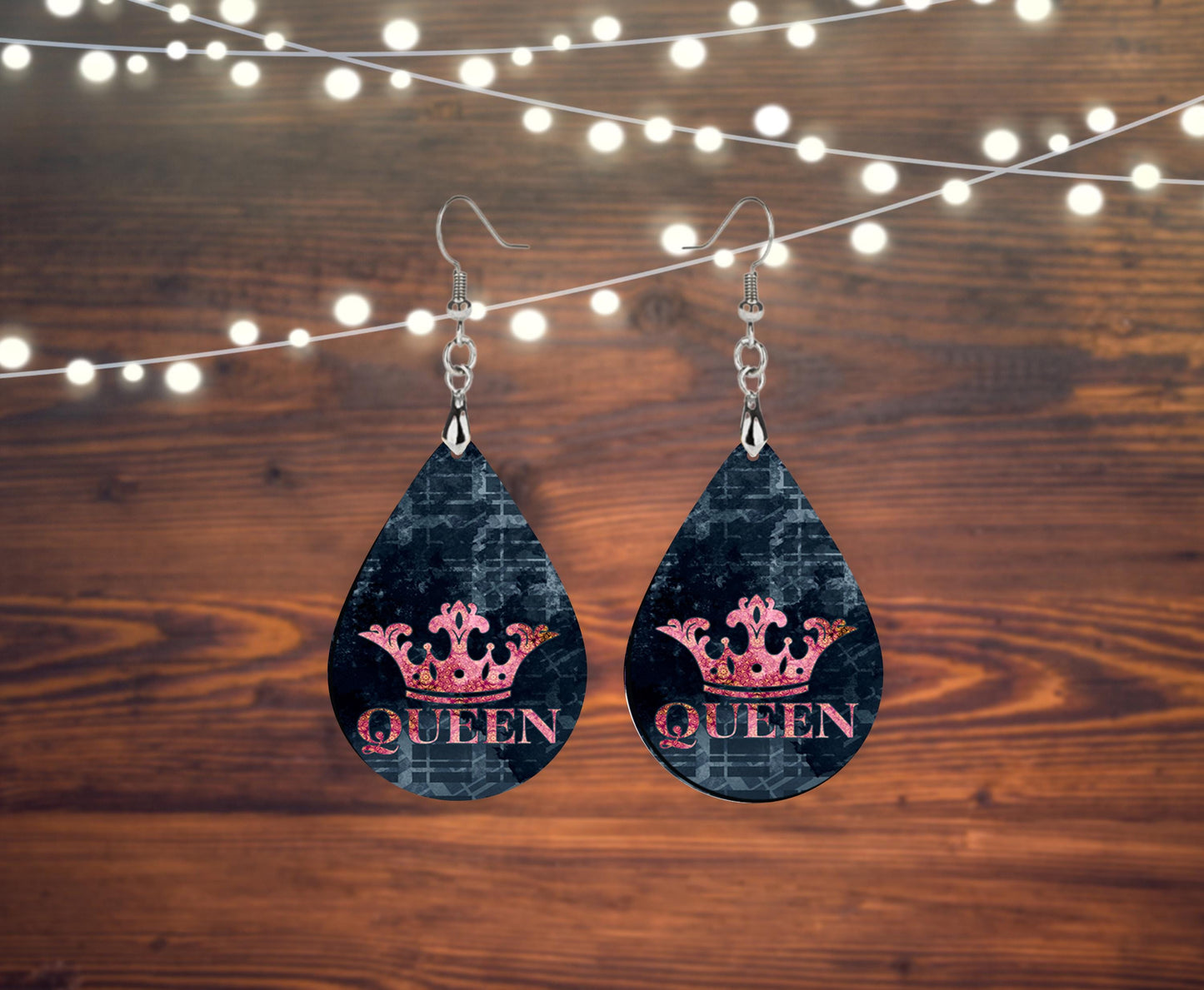 New Release Queen Crown Print Earrings Tear Drop Wood Dangle Earrings Hypoallergenic Jewelry