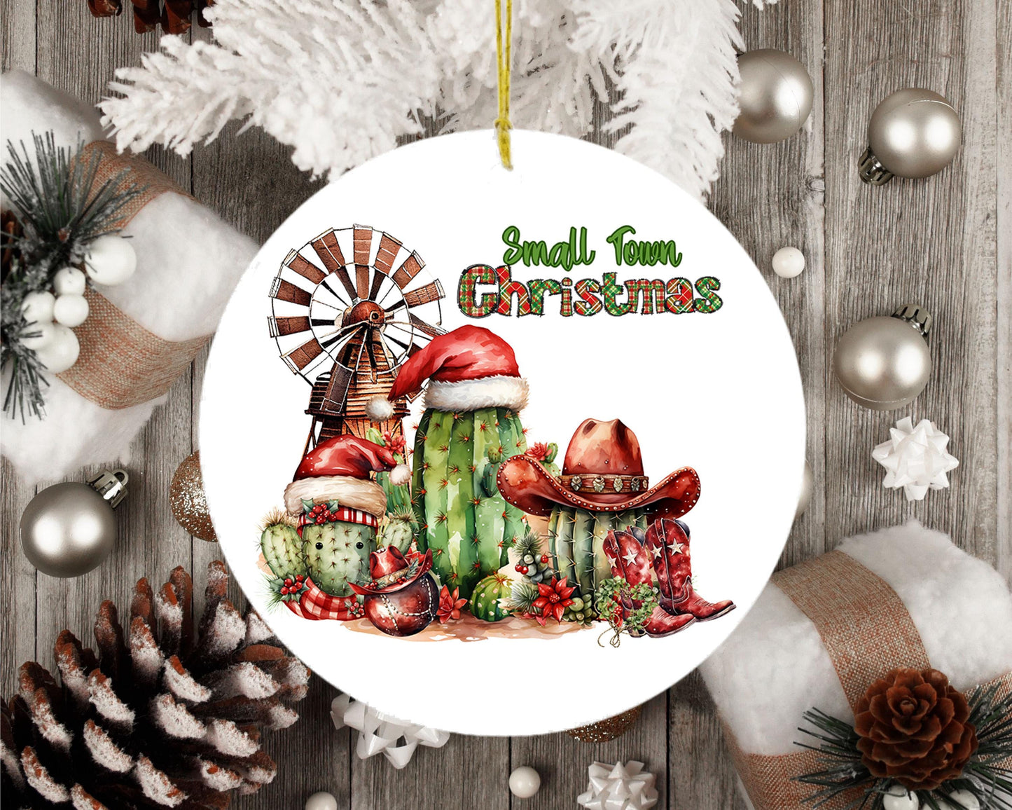 New Release, Western Small Town Christmas Ornament, Ceramic Christmas Ornament, Christmas Decorations