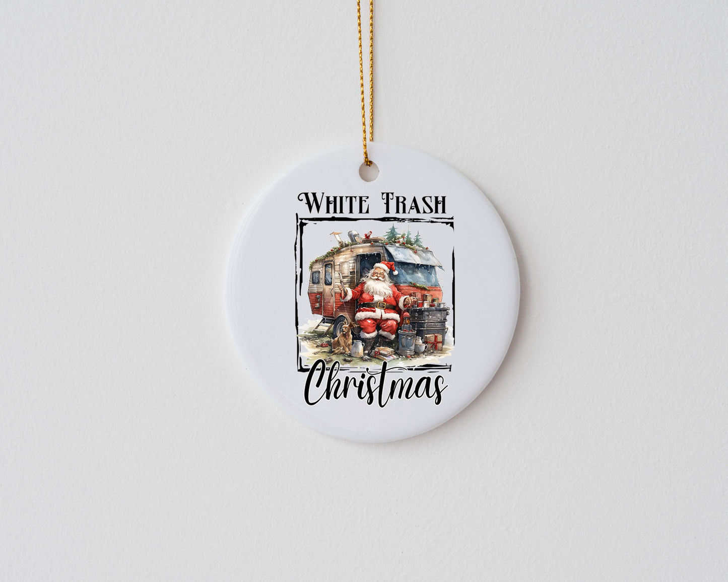 New Release, White Trash Christmas Ornament, Ceramic Christmas Ornament, Christmas Decorations