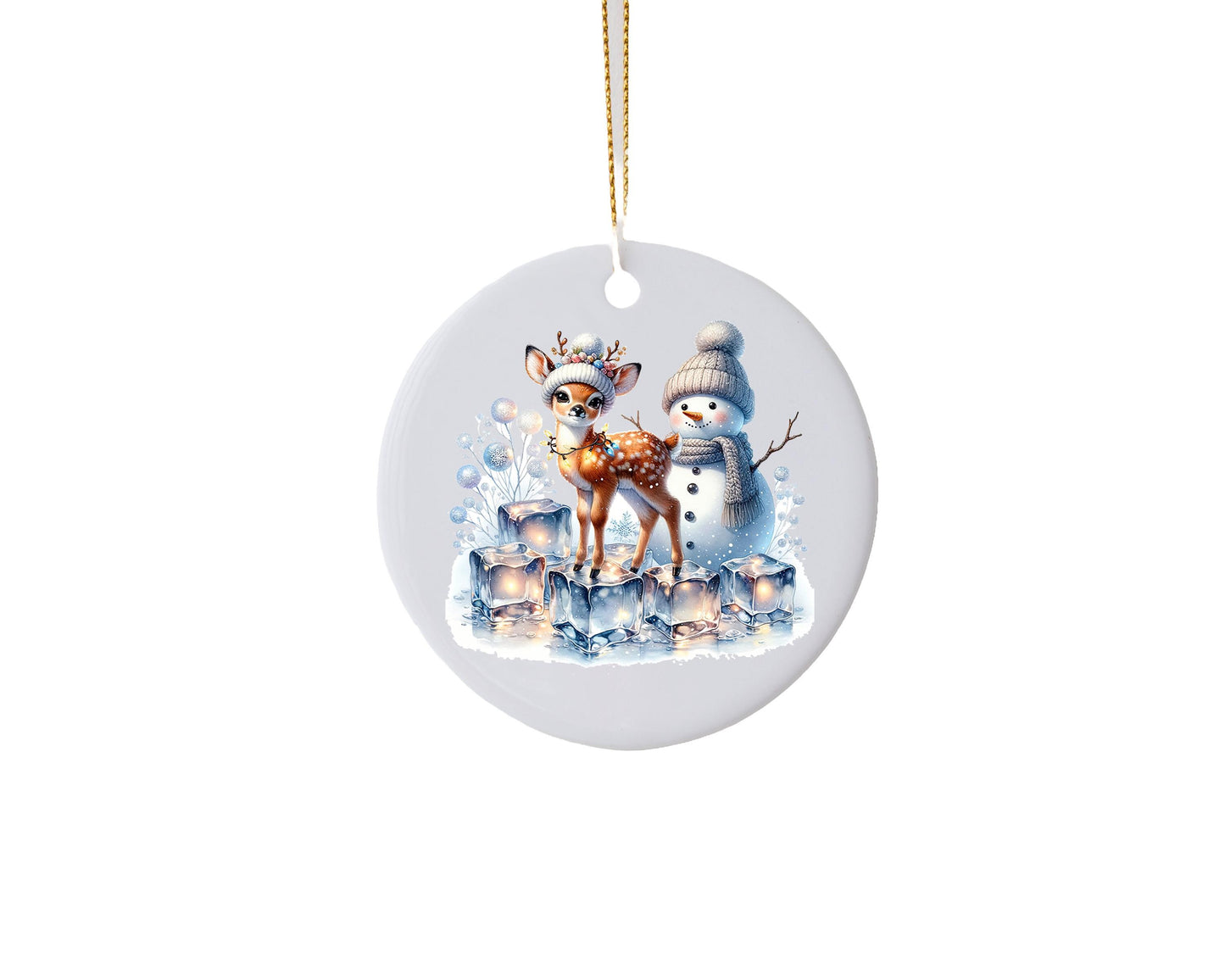 New Release, Winter Ice Fawn Christmas Ornament, Ceramic Christmas Ornament, Christmas Decorations