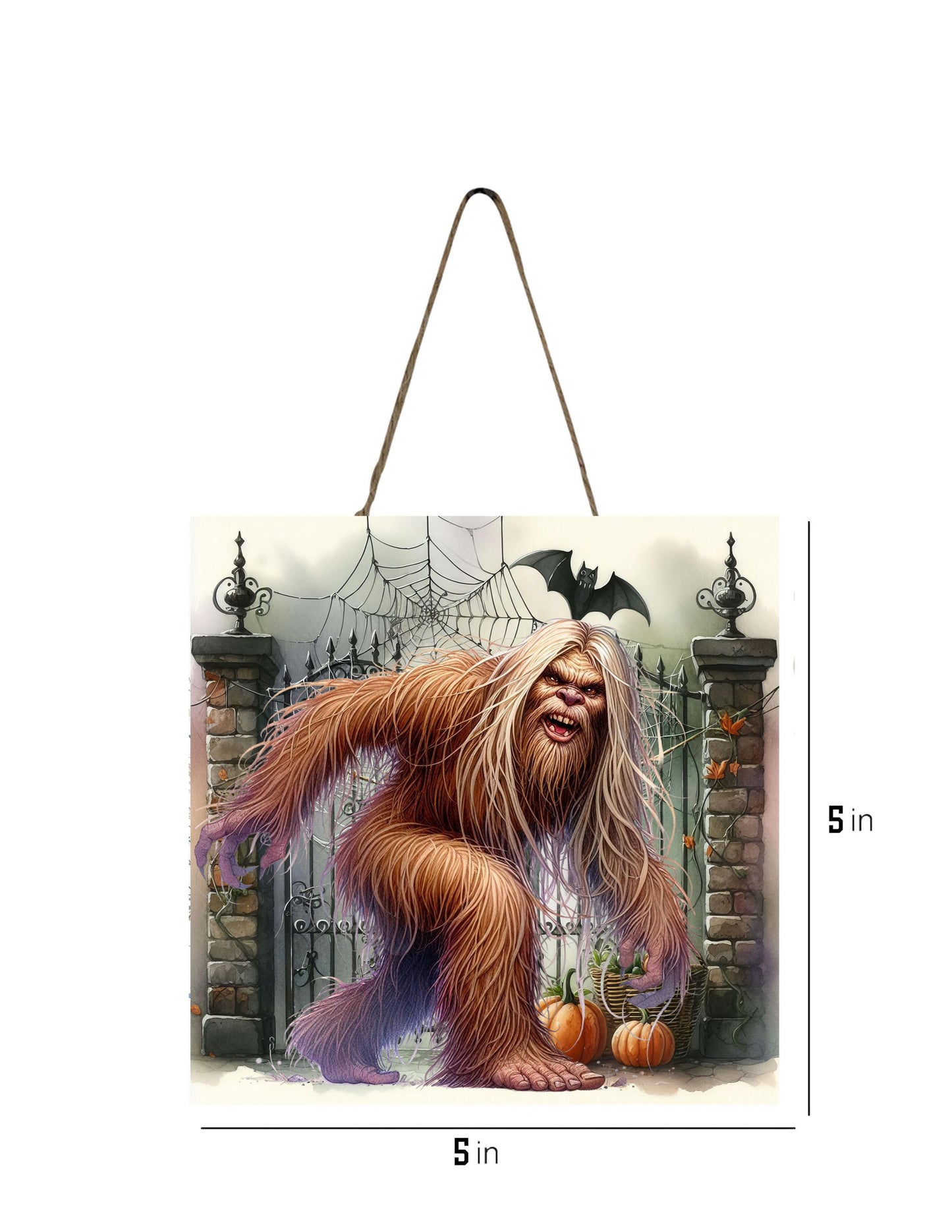 New Release, Halloween Gate Bigfoot Hanging Wall Mini Sign Wood Home Decor, Door Hanger, Wreath Sign