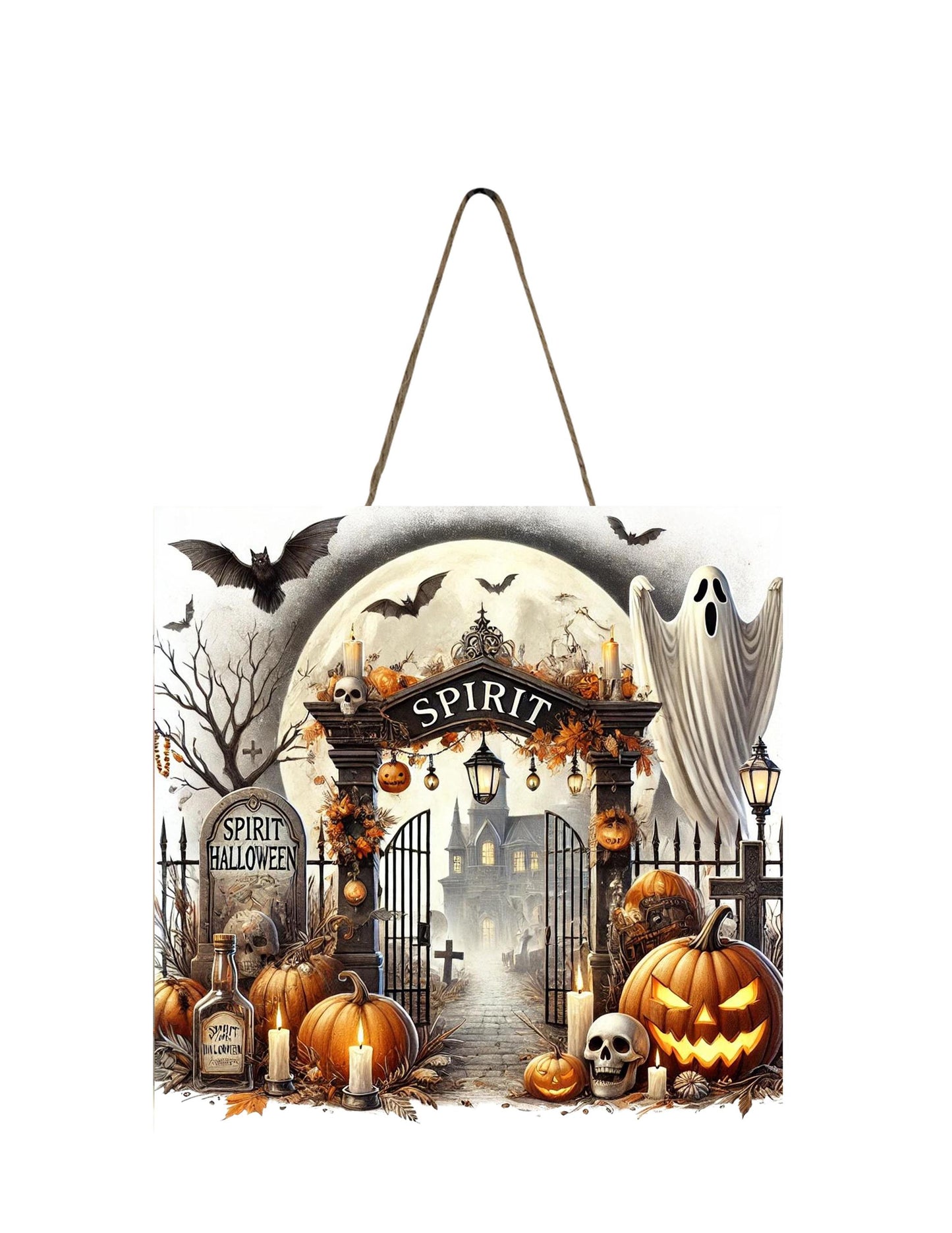 New Release, Halloween Graveyard Hanging Wall Mini Sign Wood Home Decor, Door Hanger, Wreath Sign