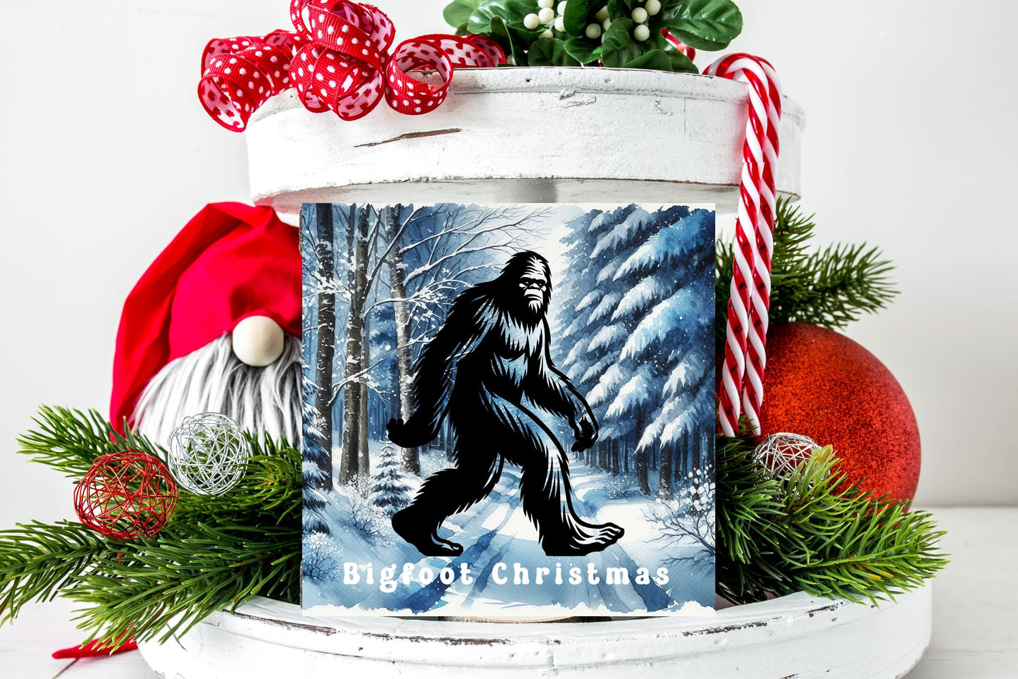 Bigfoot Christmas Ornament, Tier Tray Decor, Wreath Sign, Mini Sign, Door Hanger