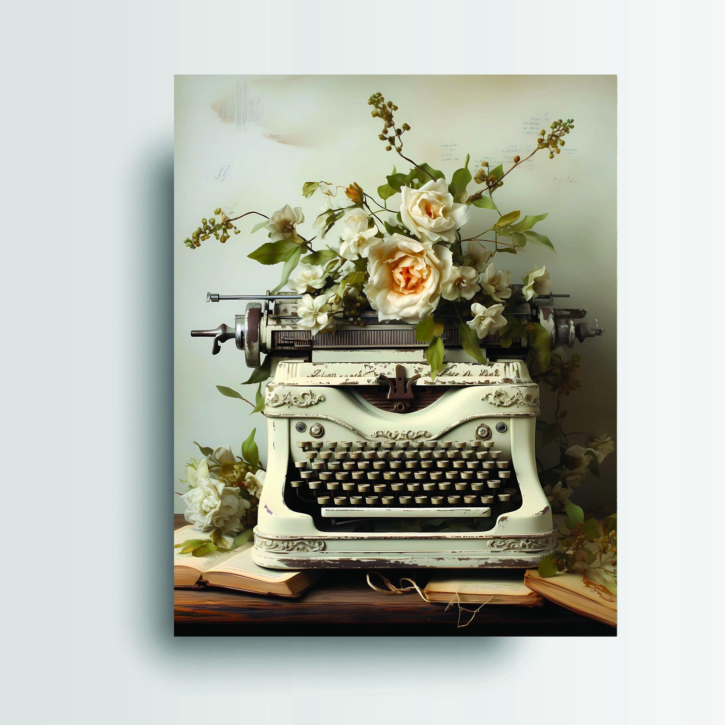 New Release, 11x14 Ivory Typewriter Wall Art Canvas Print