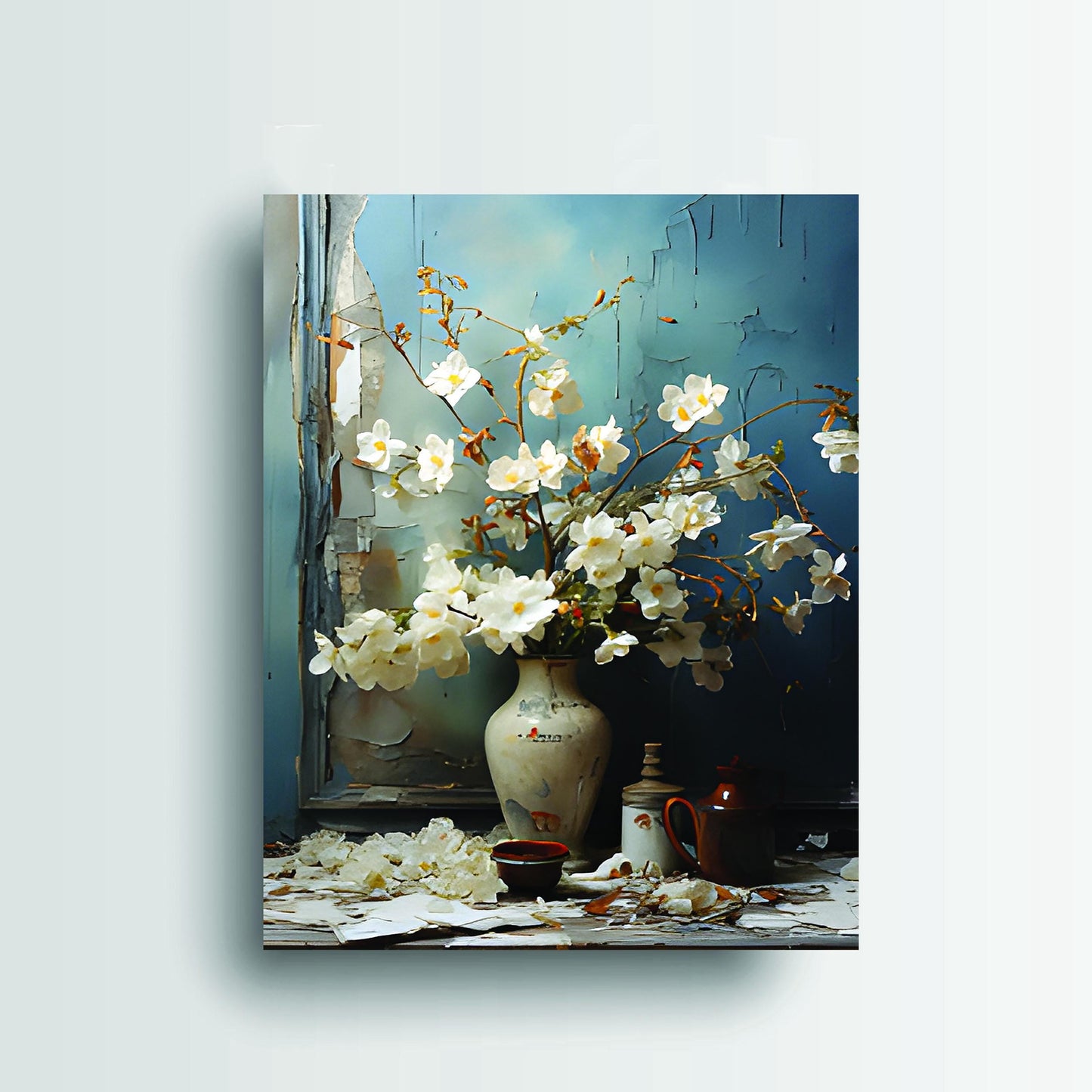 11x14 White Petal Drop Wall Art Canvas Print