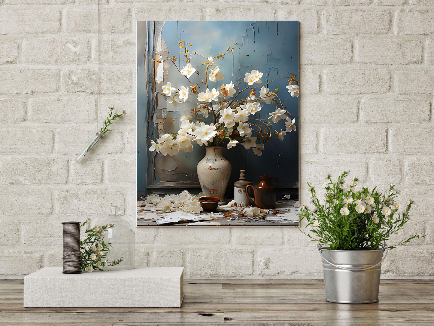 11x14 White Petal Drop Wall Art Canvas Print