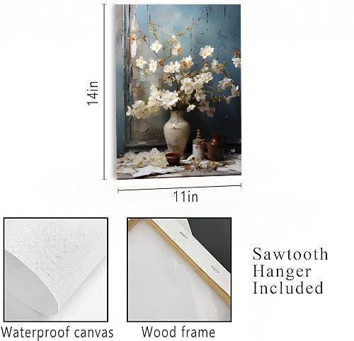 11x14 White Petal Drop Wall Art Canvas Print