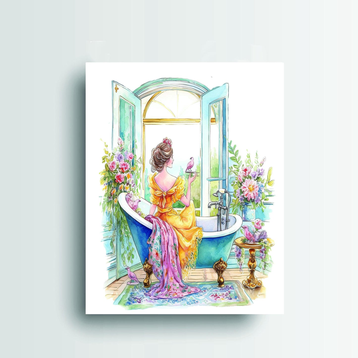 11x14 Yellow Dress Bath Canvas Print