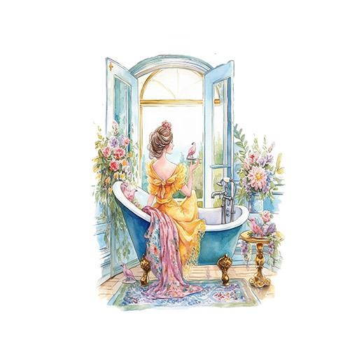 11x14 Yellow Dress Bath Canvas Print