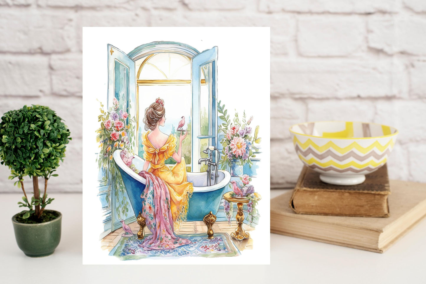 11x14 Yellow Dress Bath Canvas Print