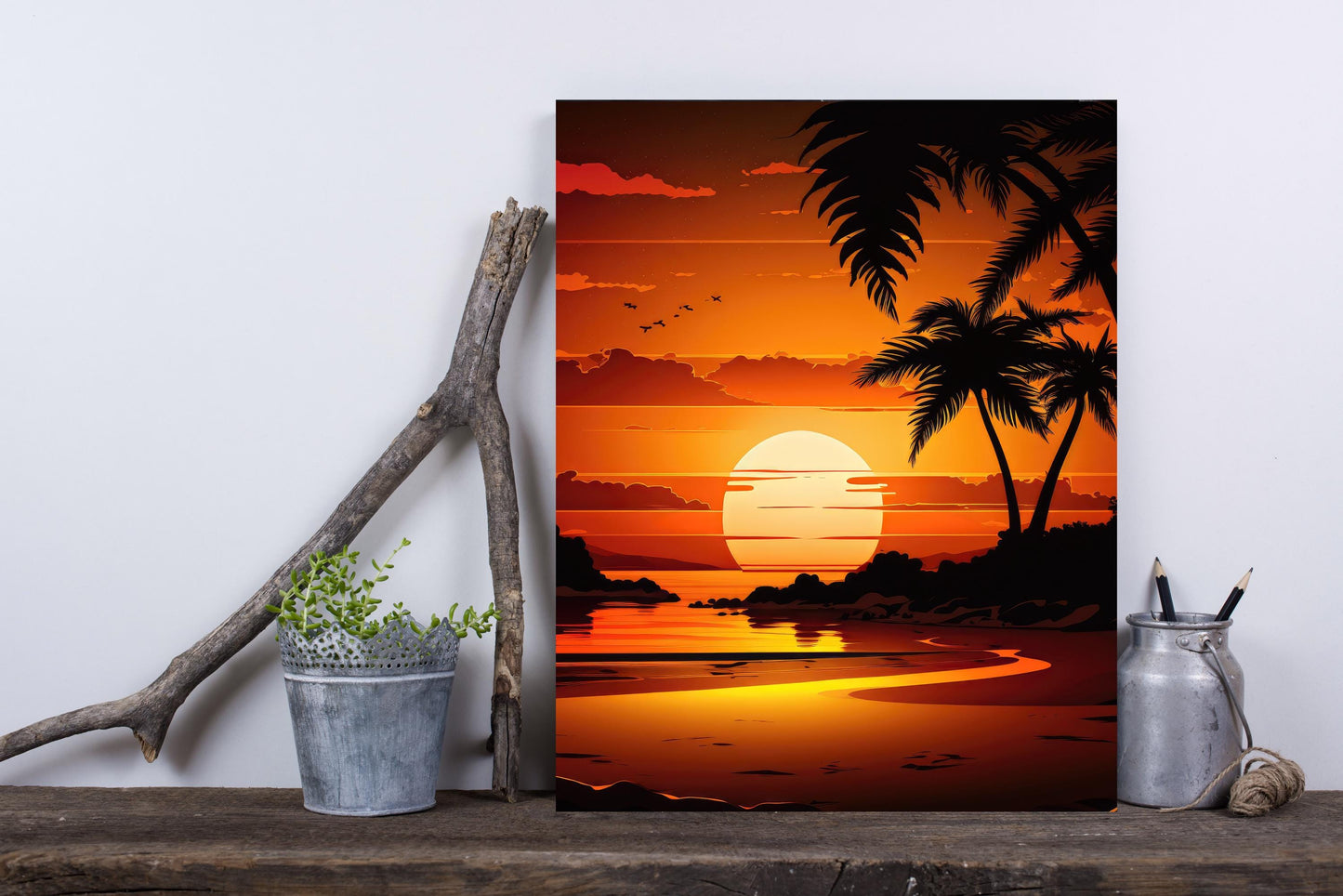 11x14 Palm Beach Sunset Beach Coastal Canvas Wall Art