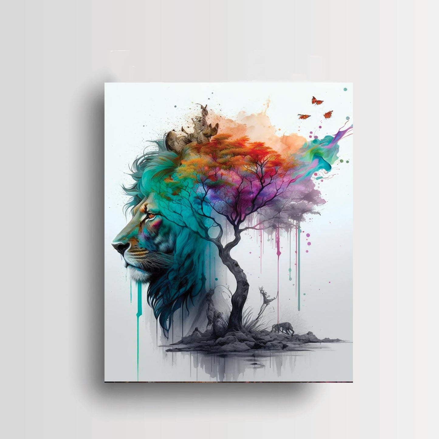 New Release, 11x14 Lion Abstract Wall Art Canvas Print