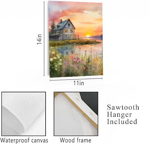 New Release, 11x14 Sunset Farm Wall Art Canvas Print