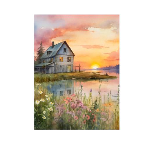 New Release, 11x14 Sunset Farm Wall Art Canvas Print