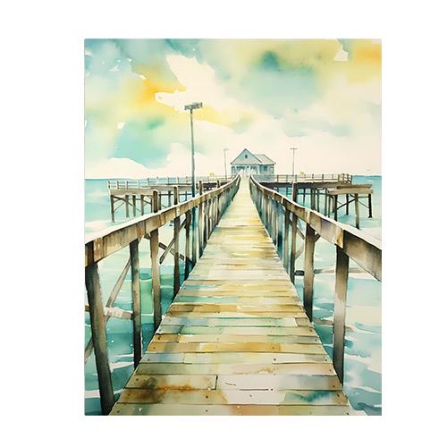 New Release, 11x14 The Pier, Beach Coastal Canvas Wall Art