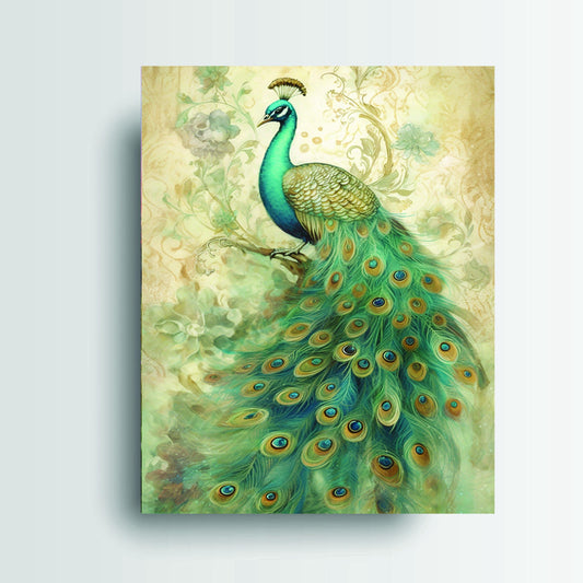 11x14 Teal Peacock Wall Art Canvas Print