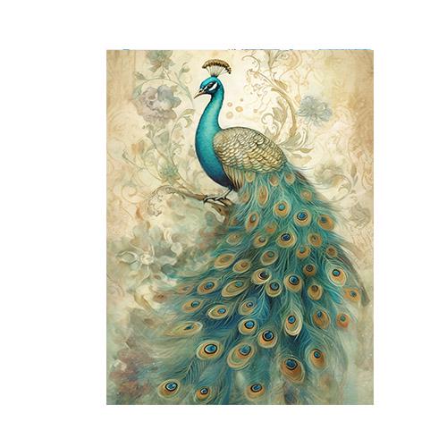 11x14 Teal Peacock Wall Art Canvas Print